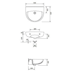 Ceramiczna Umywalka Wisząca President 55 cm z Syfonem i Korkiem - Elegancja do Każdej Łazienki