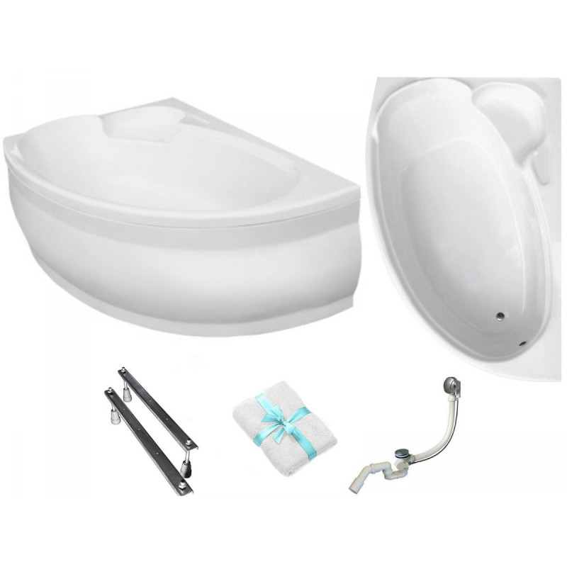 Finezja Nova 155x95 - Elegancka wanna lewa z powłoką antybakteryjną i śnieżnobiałą obudową