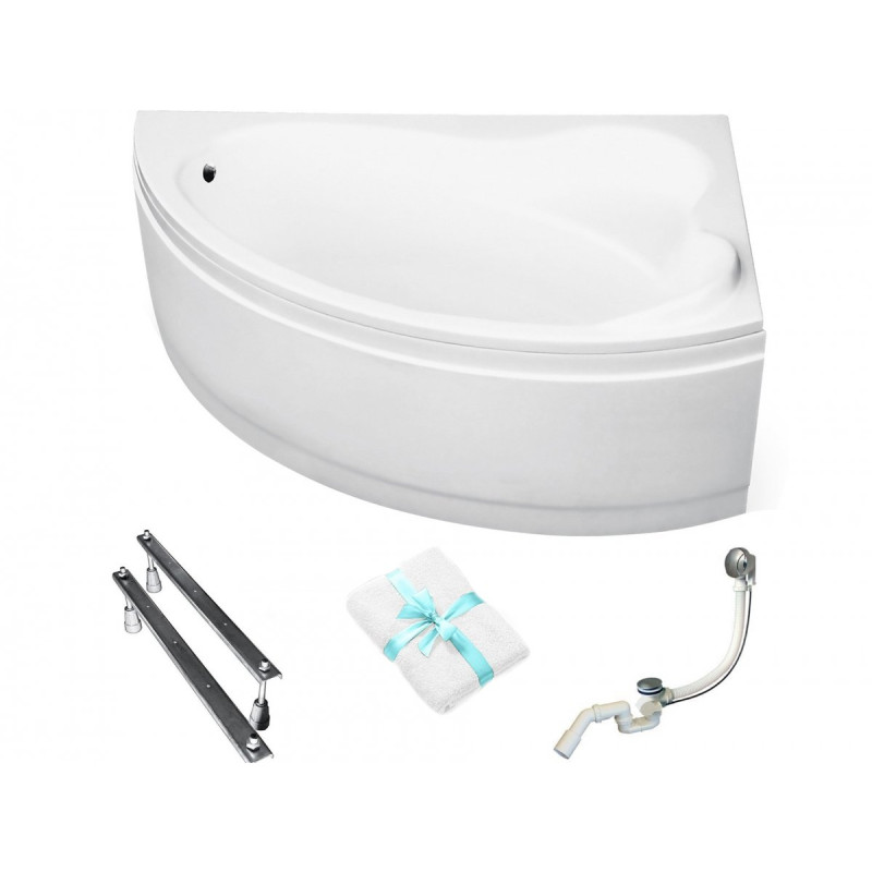 ADA Premium Wanna Akrylowa 160x100 Prawa ze Syfonem i Białą Obudową - BESCO Excellence