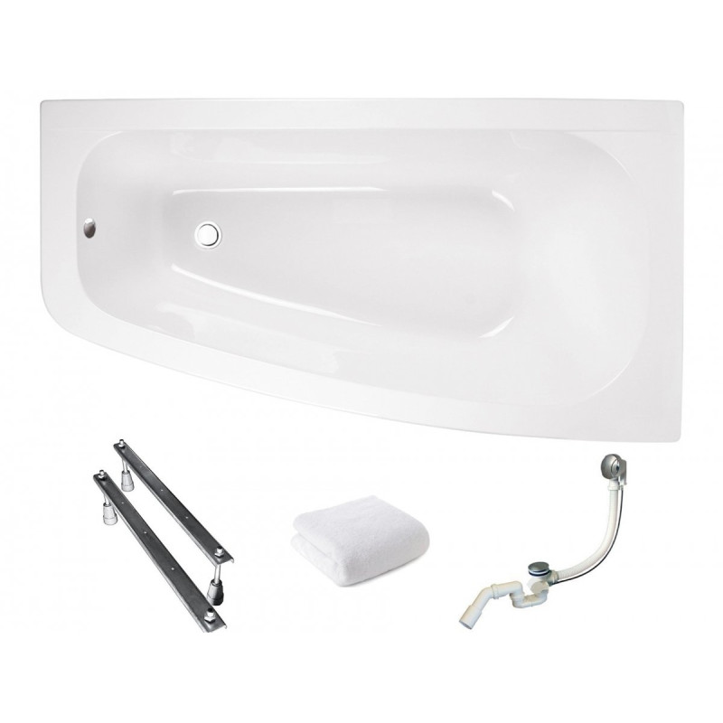 Superkomfortowa wanna Besco Luna 150x80 cm z syfonem – nowoczesny design, antybakteryjna powłoka