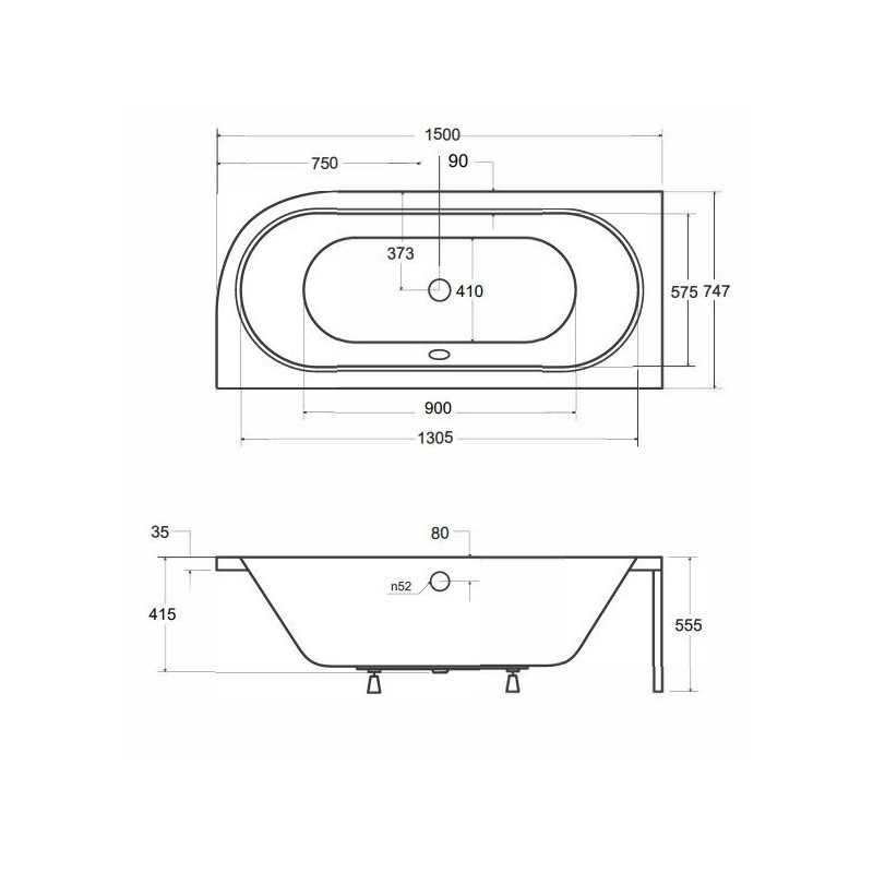 Elegancka Wanna Asymetryczna Lewa Avita 150x75 z Syfonem - Nowoczesny Design