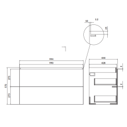 Nowoczesny zestaw Cersanit LARGA 100: biała szafka wisząca z umywalką, srebrne uchwyty