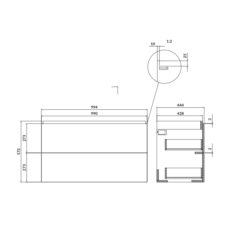 Cersanit LARGA 100 Biała Szafka z Umywalką i Czarne Uchwyty - Elegancja i Funkcjonalność