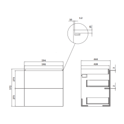 Elegancki Zestaw Cersanit LARGA 60: Szafka z Umywalką, Białe Wykończenie, Srebrne Uchwyty