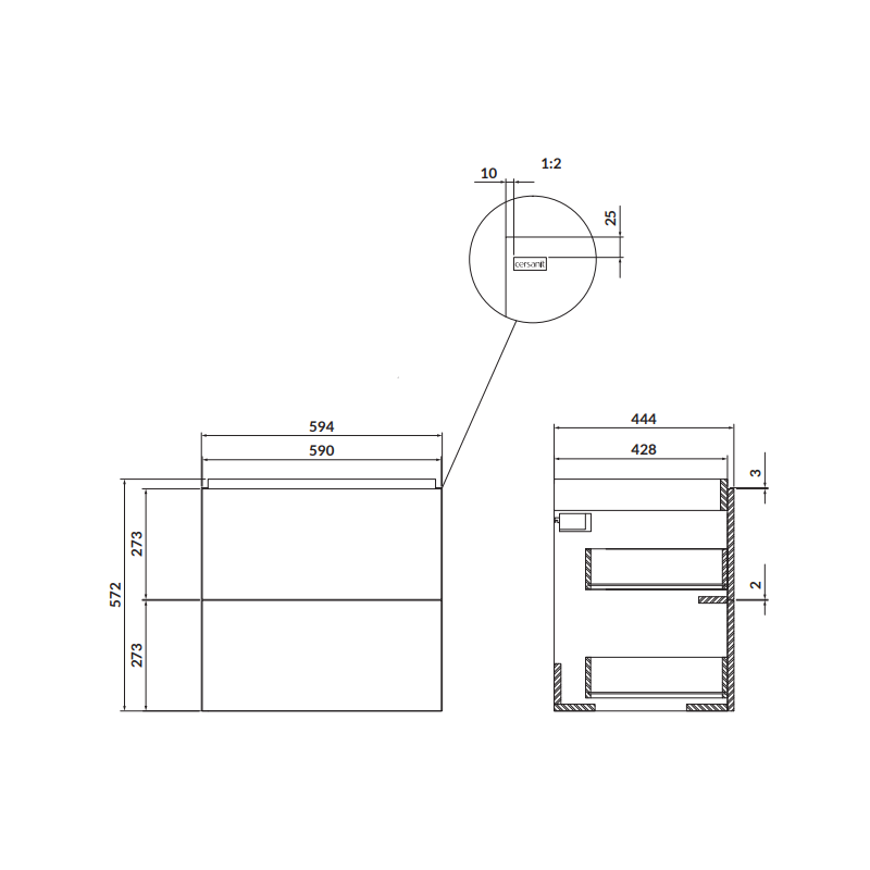 Elegancki Zestaw Cersanit LARGA 60: Szafka z Umywalką, Białe Wykończenie, Złote Uchwyty