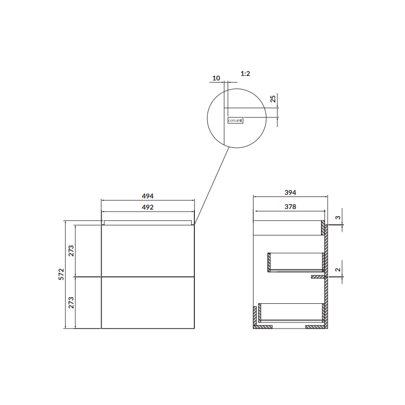 Elegancki Zestaw Cersanit LARGA 50: Szafka z Umywalką, Białe Wykończenie, Złote Uchwyty