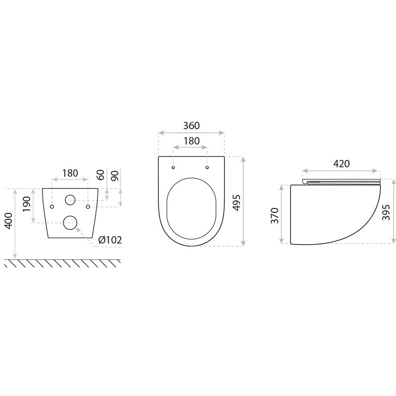 MISKA WC wisząca wirowa z zabudowanym syfonem LAVITA MONOBOWL 3.0 z deska