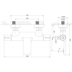 Cersanit VIRGO Czarna-Termostat Bateria Ścienna wannowa SafeTouch 38°C