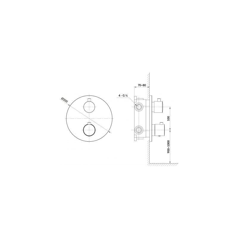 Czarny Zestaw Podtynkowy ZEN z Termostatyczną Baterią Wannowo-Natryskową i Deszczownicą Slim - Cersanit