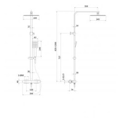 CERSANIT Kolumna Natryskowa City Czarna z Termostatyczną Baterią i Deszczownicą SLIM 25x25 cm