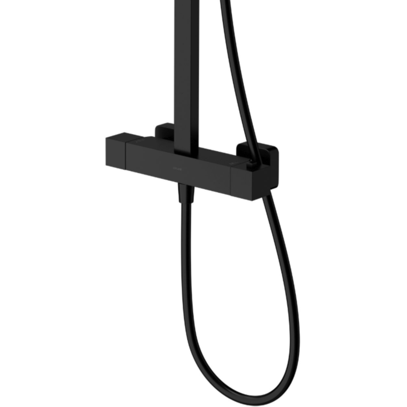 CERSANIT Kolumna Natryskowa City Czarna z Termostatyczną Baterią i Deszczownicą SLIM 25x25 cm