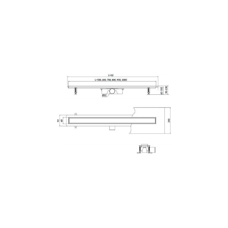 Odpływ liniowy Cersanit Tako 60 cm DWUSTRONNY CHROM nowoczesny S907-008