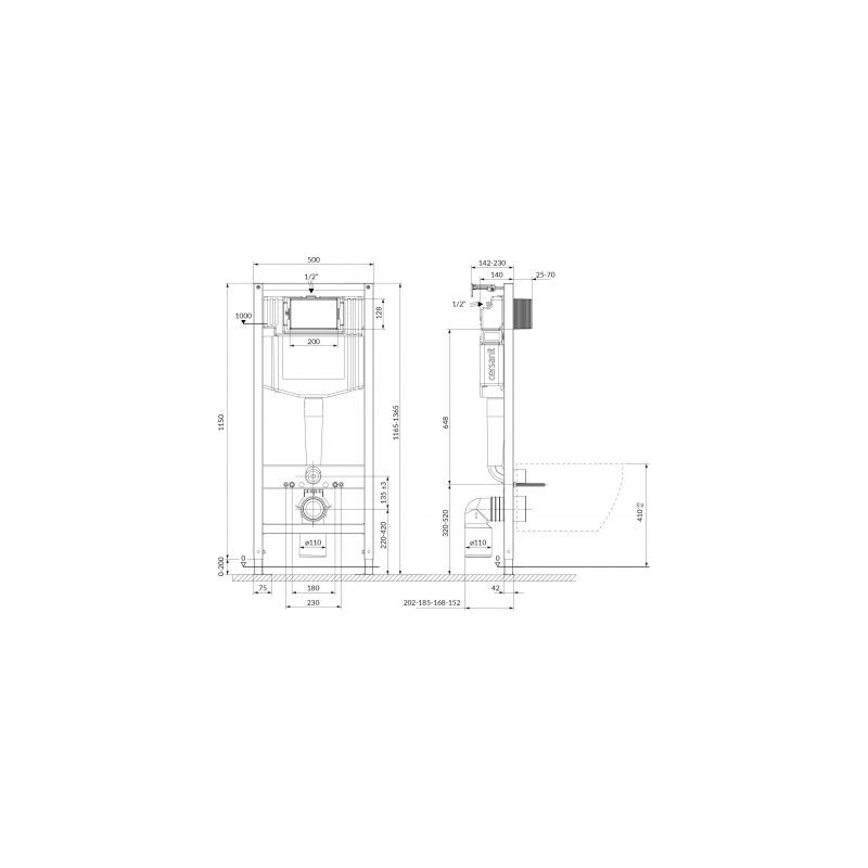 Cersanit Aqua UniFrame Stelaż Podtynkowy WC 50 cm, Mechaniczne Spłukiwanie, FRESH SYSTEM, Niebieski