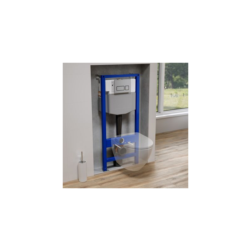 Cersanit Aqua UniFrame Stelaż Podtynkowy WC 50 cm, Mechaniczne Spłukiwanie, FRESH SYSTEM, Niebieski