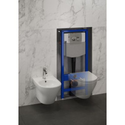 Cersanit Aqua UniFrame Stelaż Podtynkowy WC 50 cm, Mechaniczne Spłukiwanie, FRESH SYSTEM, Niebieski