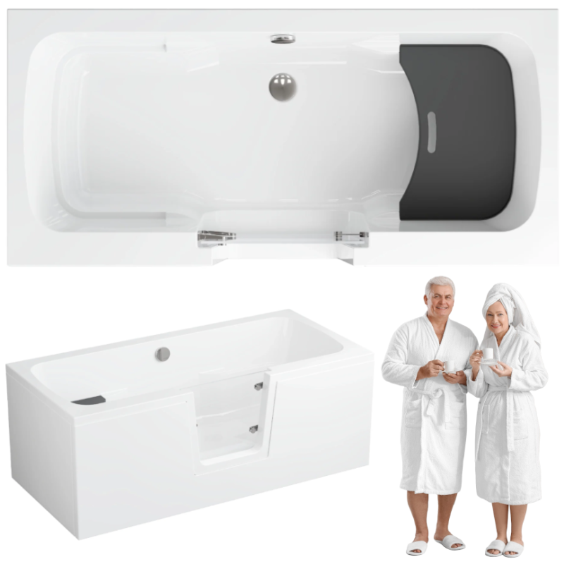 Wanna z drzwiami dla osób starszych Polimat OVI 160x75 lewa bez obudowy