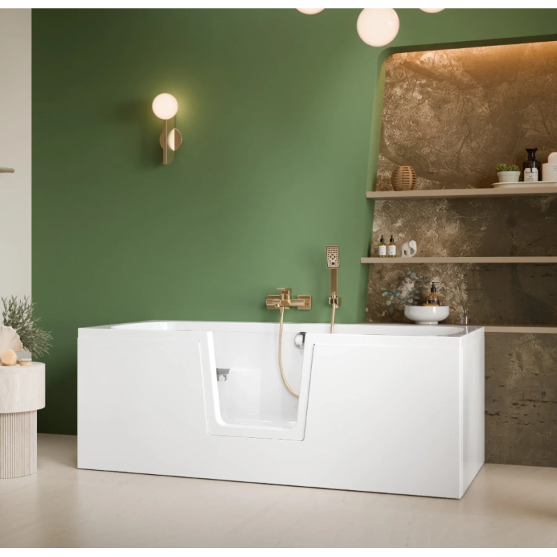 Wanna z drzwiami dla osób starszych Polimat OVI 160x75 lewa + panel przedni