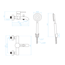Kuchinox Noia noia bateria wannowa ścienna stal nierdzewna