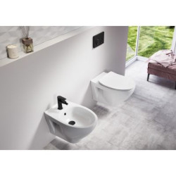 Bateria Bidetowa Moduo Czarna z Ekologicznym Perlatorem i Głowicą Ceramiczną 35mm, WRAS-Certyfikowane Wężyki Eco EPDM 40cm