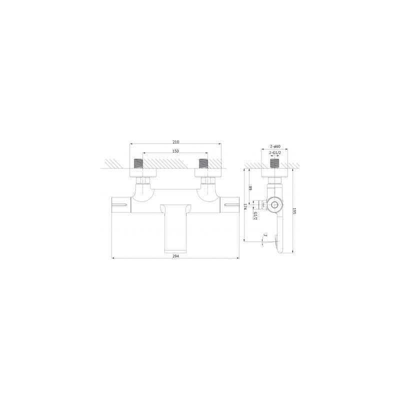 VIRGO Bateria Termostatyczna Wannowo-Natryskowa Ścienna Złota Szczotkowana Cersanit Air SafeTouch
