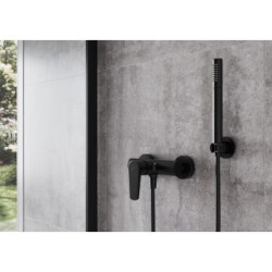 Czarna Bateria Natryskowa Ścienna Cersanit Moduo - Nowoczesna Armatura Łazienkowa