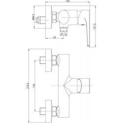 Czarna Bateria Natryskowa Ścienna Cersanit Moduo - Nowoczesna Armatura Łazienkowa