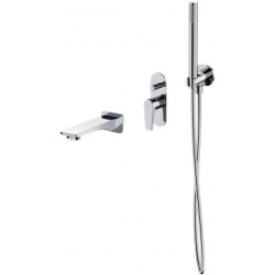 MODUO Chromowany Zestaw Wannowy Podtynkowy z Baterią i Rączką Natrysku Cersanit EasyCLEAN