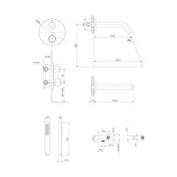 ZEN by Cersanit: Podtynkowy Zestaw Wannowo-Natryskowy Termostatyczny w Kolorze Czarny Gun Metal