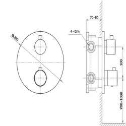 ZEN by Cersanit: Podtynkowy Zestaw Wannowo-Natryskowy Termostatyczny w Kolorze Czarny Gun Metal