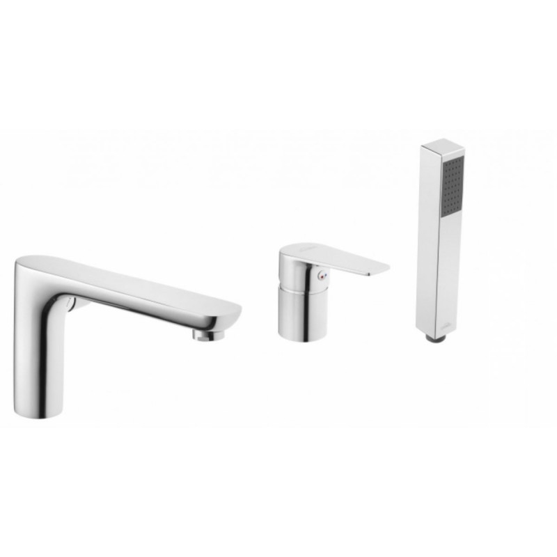 Luksusowa wanna Crea wolnostojąca z elegancką baterią 3-otworową chromowaną