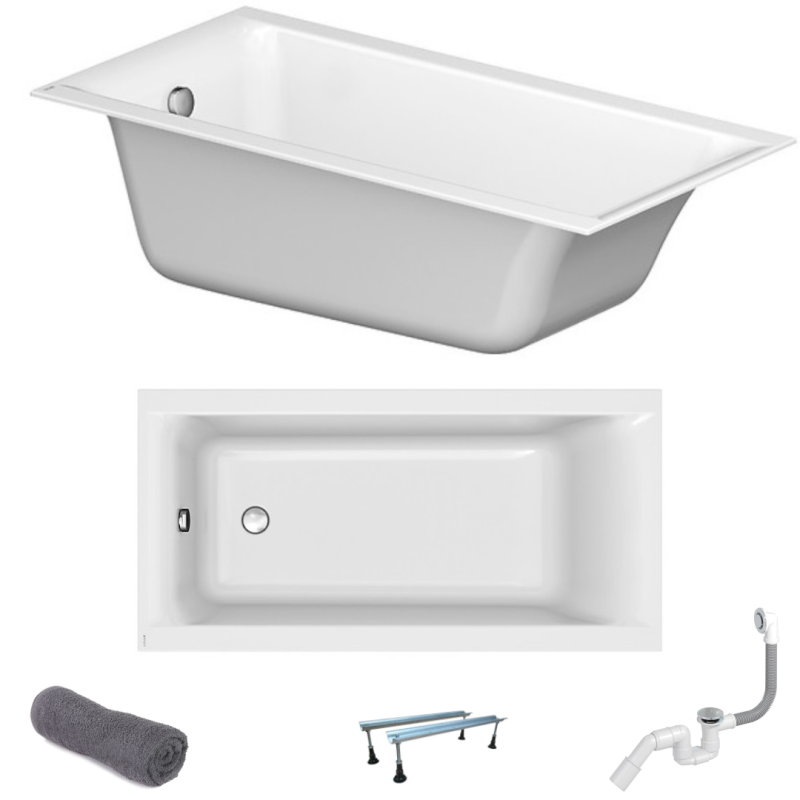 Elegancka Wanna Larga SLIM 150x75 cm z Syfonem Clik-Clack