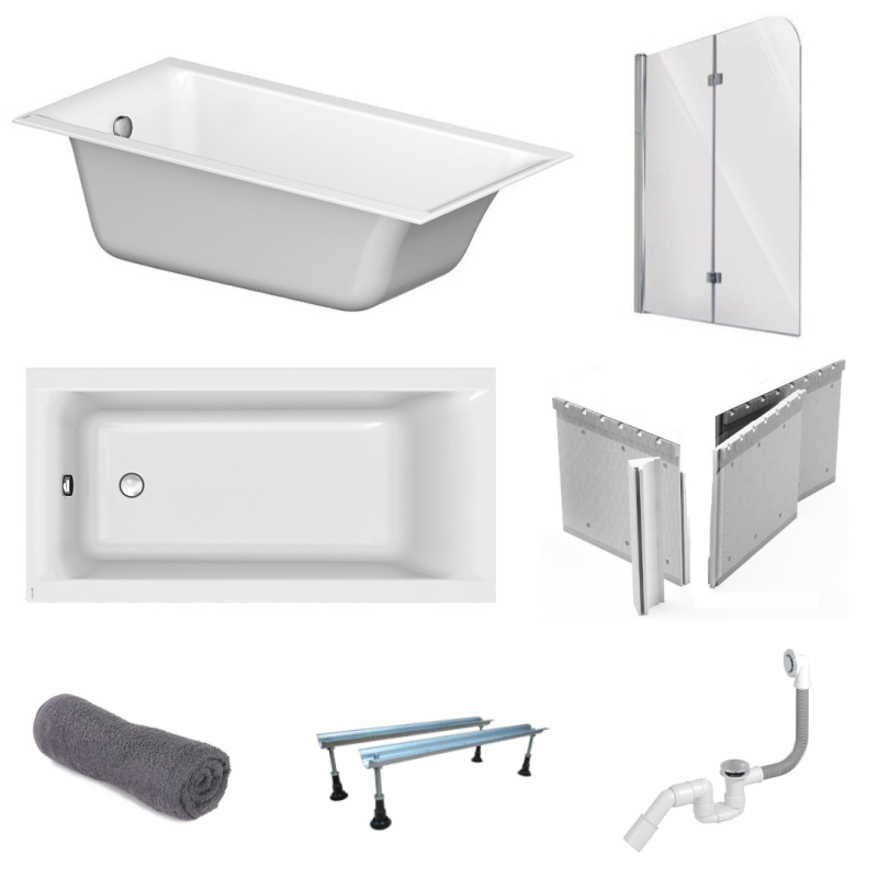 Wanna Larga SLIM 150x75 cm z parawanem i syfonem click-clack - styl i funkcjonalność!