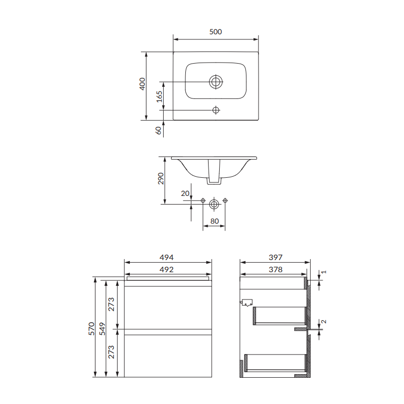 Elegancka Szafka z Umywalką MODUO 50 Antracyt - Nowoczesny Styl dla Twojej Łazienki!