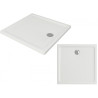 Nowoczesny Brodzik Kwadratowy 90x90 Cersanit Tako z Akrylu - Biały, Odpływ Bocznym
