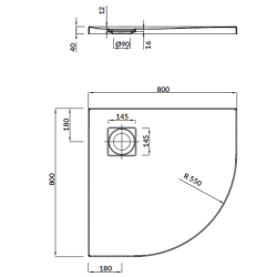 Elegancki brodzik półokrągły 80x80 cm - model Tako Slim biały + syfon gratis!