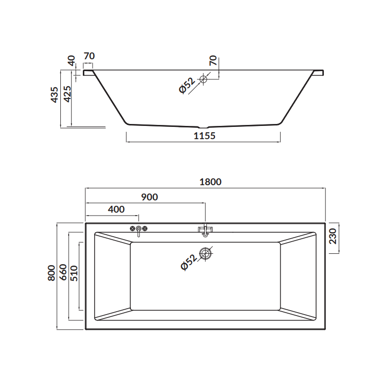 Cersanit Intro Wanna Akrylowa Prostokątna 180x80 z Syfonem i Nóżkami