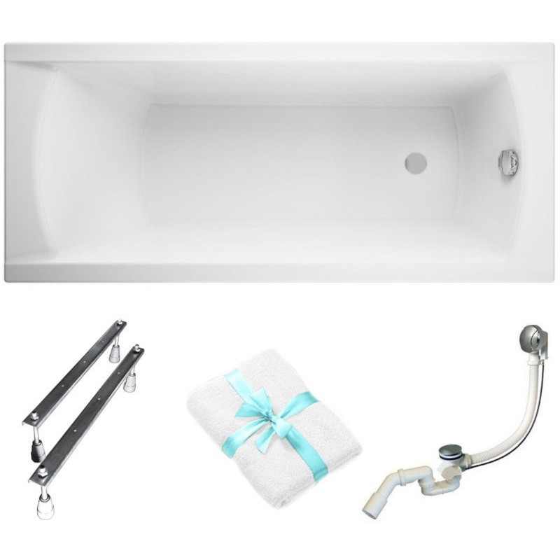 Elegancka Wanna Akrylowa Cersanit Korat 160x70 cm z Syfonem i Nogami - Nowoczesny Design