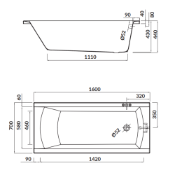 Elegancka Wanna Akrylowa Cersanit Korat 160x70 cm z Syfonem i Nogami - Nowoczesny Design