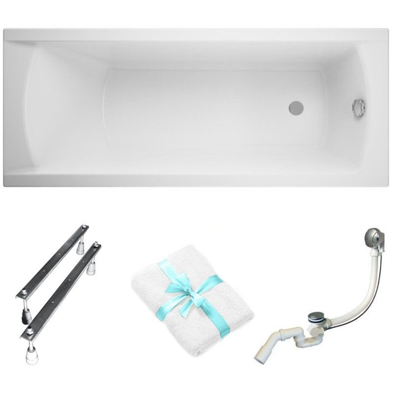 Elegancka Wanna Akrylowa Cersanit Korat 170x70 z Syfonem i Nogami, Uniwersalna!