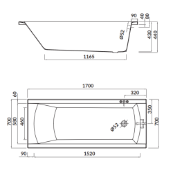 Elegancka Wanna Akrylowa Cersanit Korat 170x70 z Syfonem i Nogami, Uniwersalna!