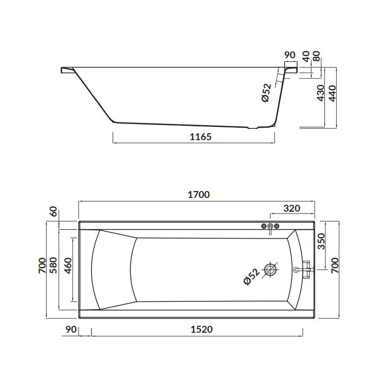 Elegancka Wanna Akrylowa Cersanit Korat 170x70 z Syfonem i Nogami, Uniwersalna!