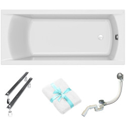 Elegancka Wanna Akrylowa Cersanit Korat 180x80 z Syfonem i Nogami, Biała