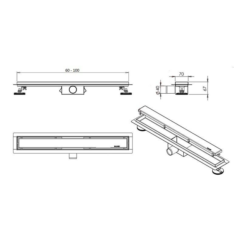 Odpływ liniowy dwustronny G-DRAIN DARK 70