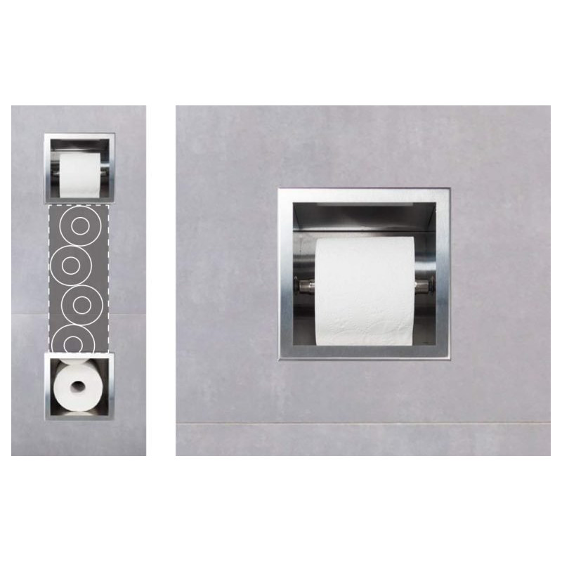 Uchwyt wnękowy na papier toaletowy z zapasem  Wall - Box Paper 2 Inox