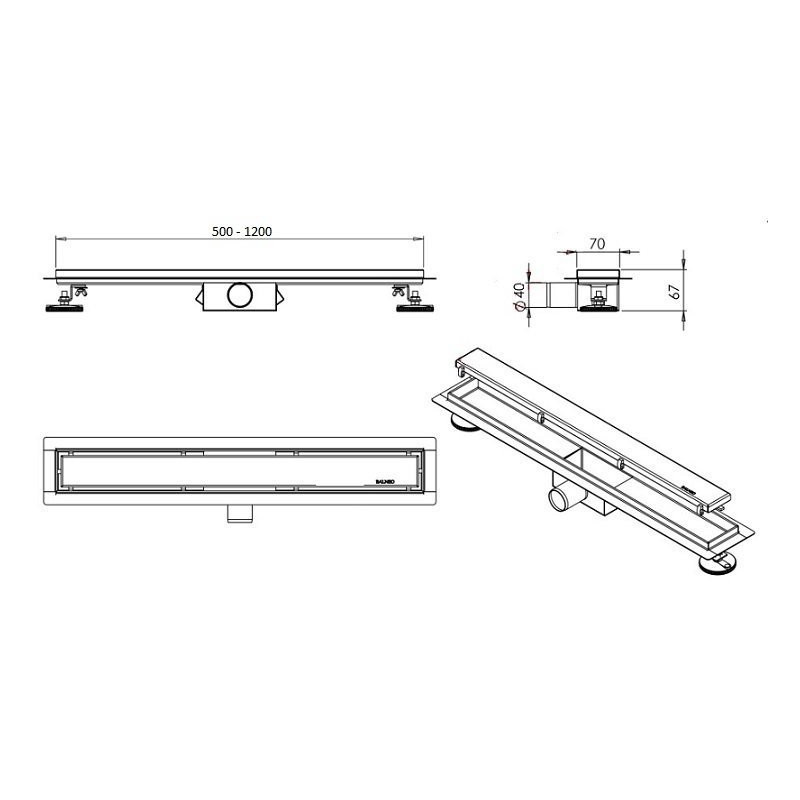 Odpływ liniowy dwustronny 2w1 DUPLEX 700