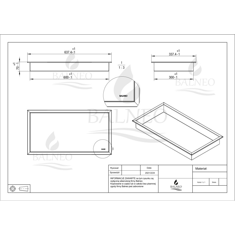 WALL-BOX ONE White - Półka pojedyncza biała 60x30x7 cm