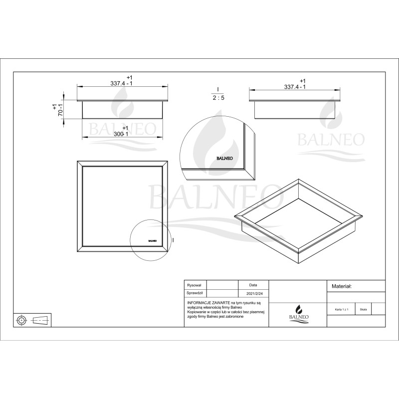WALL-BOX ONE Gold / Brass - Półka pojedyncza złota 30x30x7 cm