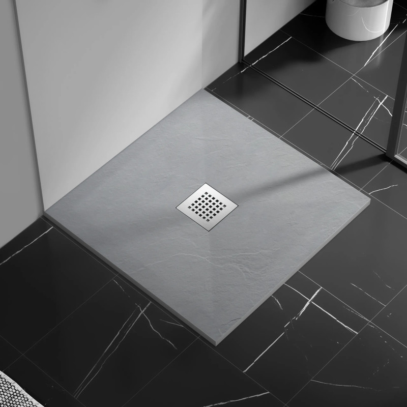 Stone Tray - Brodzik kompozytowy "F" Jasnoszary 90X90x2,5