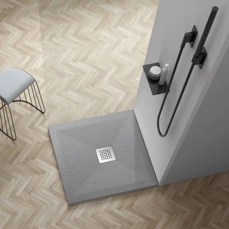 Stone Tray - Brodzik kompozytowy "F" Jasnoszary 90X90x2,5