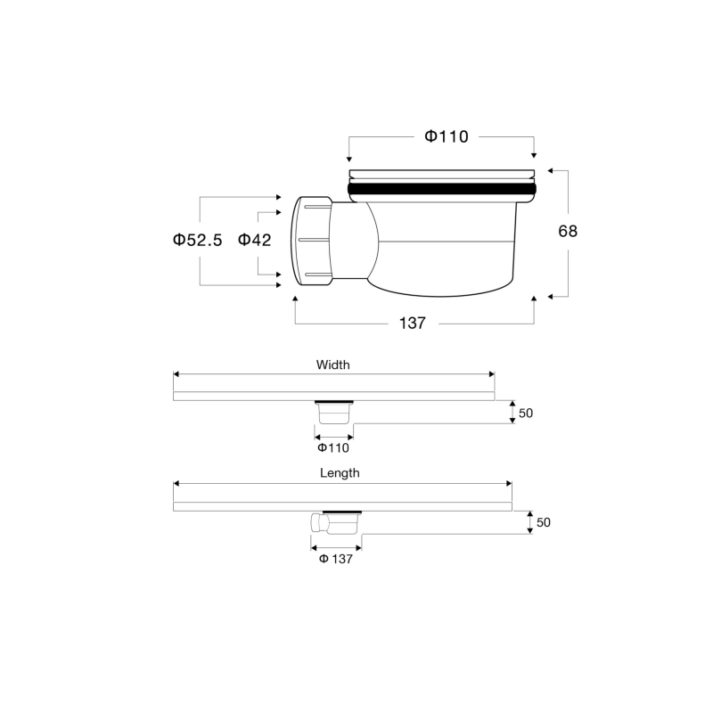 Stone Tray - Syfon do brodzika 68 mm